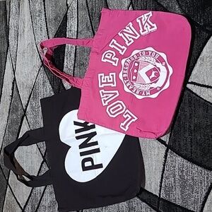 VINTAGE VICTORIA SECRET PINK  CANVAS LOGO SHOULDER TOTE BAGS BUNDLE